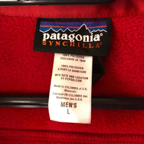 Patagonia Simple Synchilla Fleece Jacket Full Zip Red Men's Size Large - Picture 5 of 11